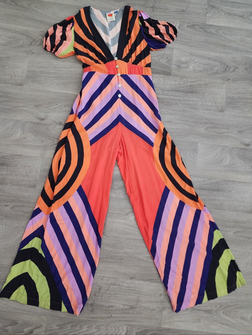 Farm Rio Deep V Wide Leg Jumpsuit Size XSZ - Picture 4 of 11